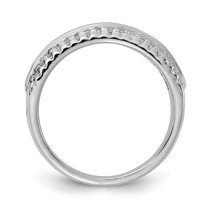 Sterling Silver Prizma Rhodium Plated Channel Set Colorful And White Cz Ring