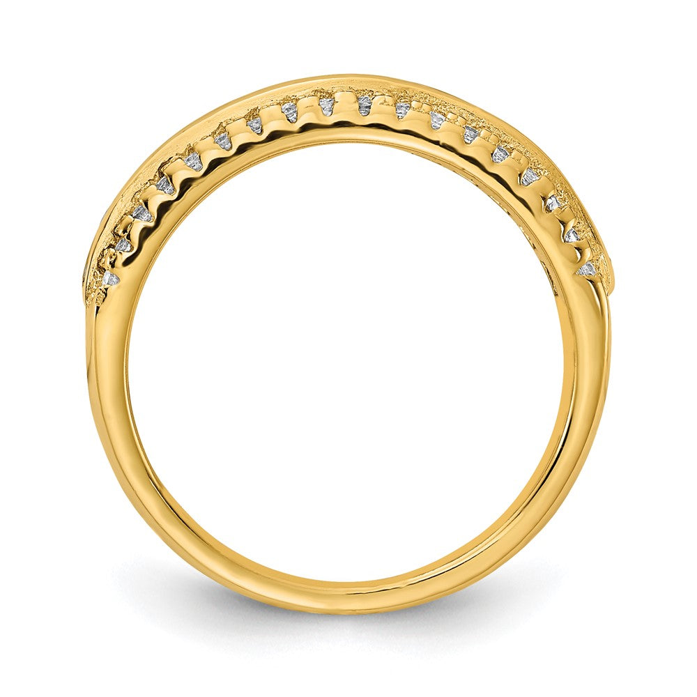 Sterling Silver Prizma Gold Tone 14K Flash Plated Channel Set Colorful And White Cz Ring