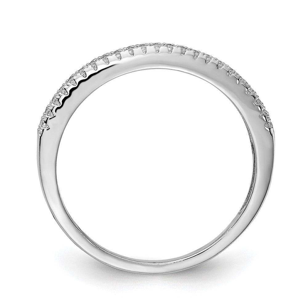 Sterling Silver Prizma Rhodium Plated Princess White And Colorful Channel Set Cz Ring