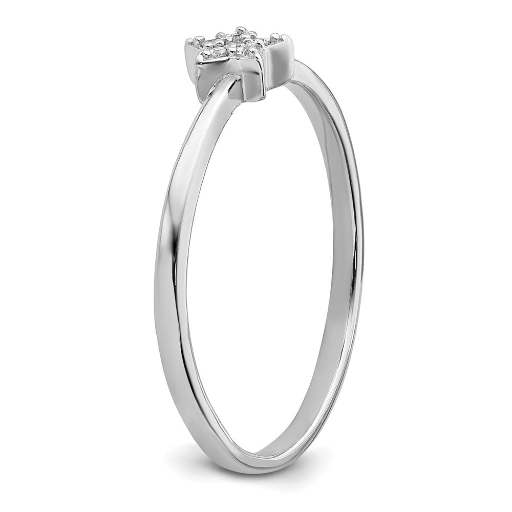 Sterling Silver Rhodium Plated Cz Star Ring