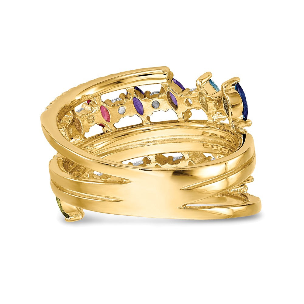 Sterling Silver Prizma Gold Tone 14K Flash Plated Colorful Marquise Cz Ring