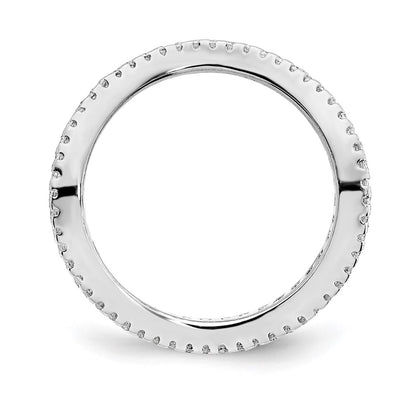 Sterling Silver Prizma Rhodium Plated White And Colorful Channel Set Cz Ring