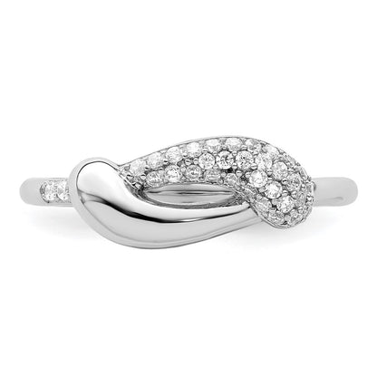 Sterling Silver Rhodium Plated Cz Fancy Ring