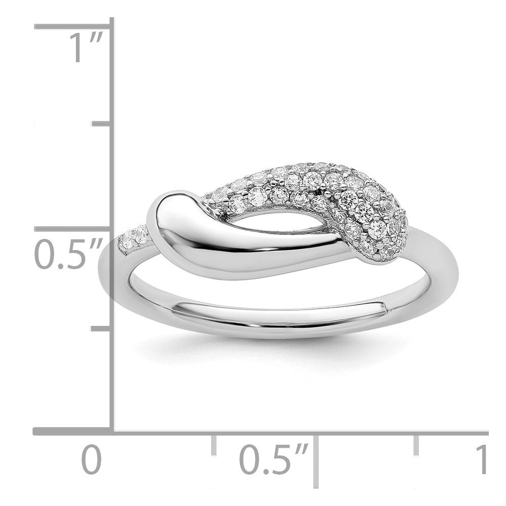 Sterling Silver Rhodium Plated Cz Fancy Ring