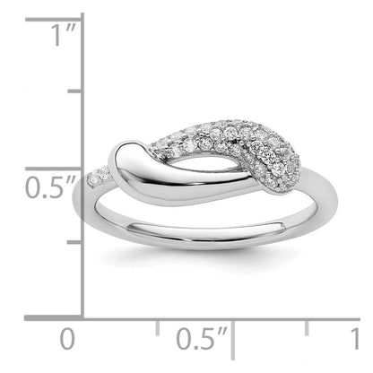 Sterling Silver Rhodium Plated Cz Fancy Ring