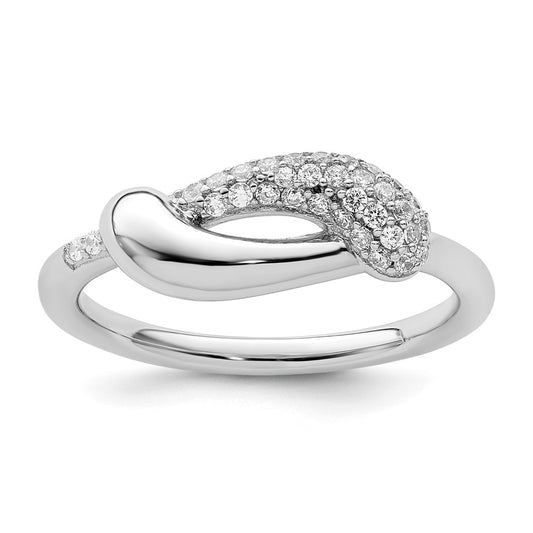Sterling Silver Rhodium Plated Cz Fancy Ring