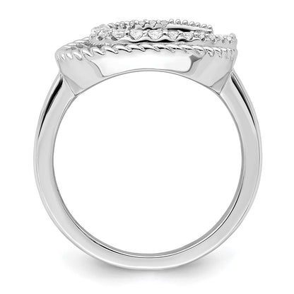 Sterling Silver Rhodium Plated Cz Circle Ring
