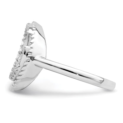 Sterling Silver Rhodium Plated Cz Circle Ring