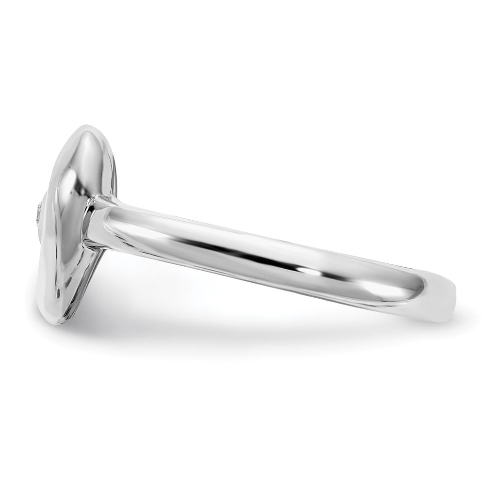 Rose Plated Sterling Silver Rh Gold Polished Satin Diamond Heart Rin