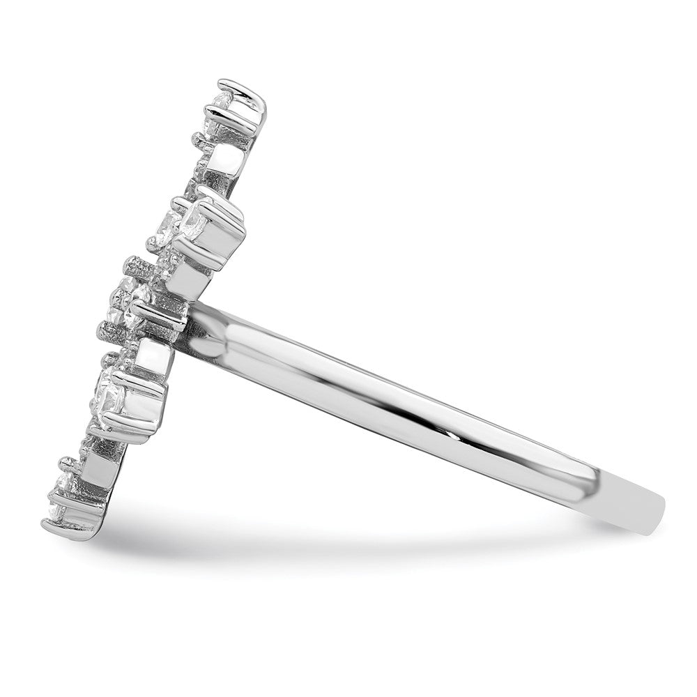 Sterling Silver Rhodium Plated Cz Snowflake Ring
