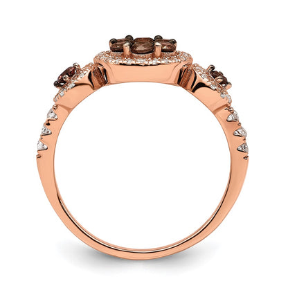 Sterling Silver Rose Tone Black Rhodium Plated Cz Fancy Ring