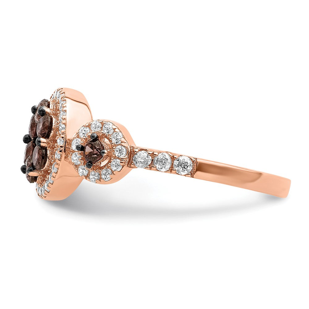 Sterling Silver Rose Tone Black Rhodium Plated Cz Fancy Ring