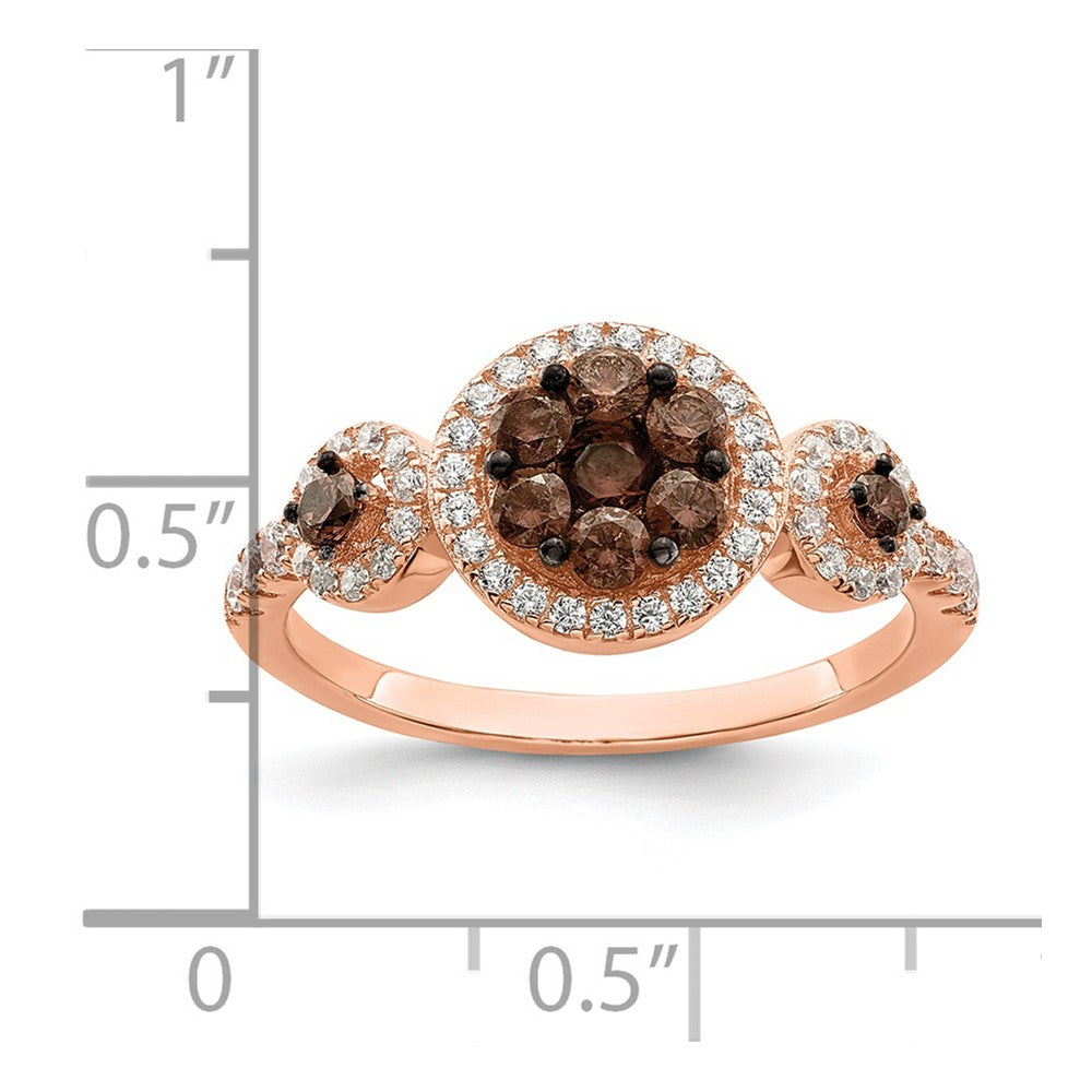 Sterling Silver Rose Tone Black Rhodium Plated Cz Fancy Ring