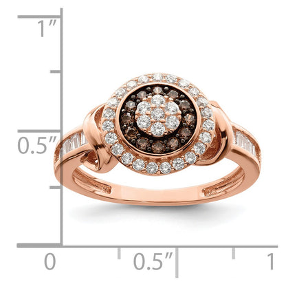 Sterling Silver Rose Tone Black Rhodium Plated Cz Fancy Ring