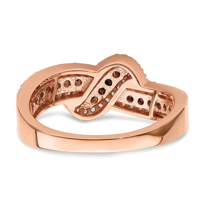 Sterling Silver Rose Tone Black Rhodium Plated Cz Fancy Ring