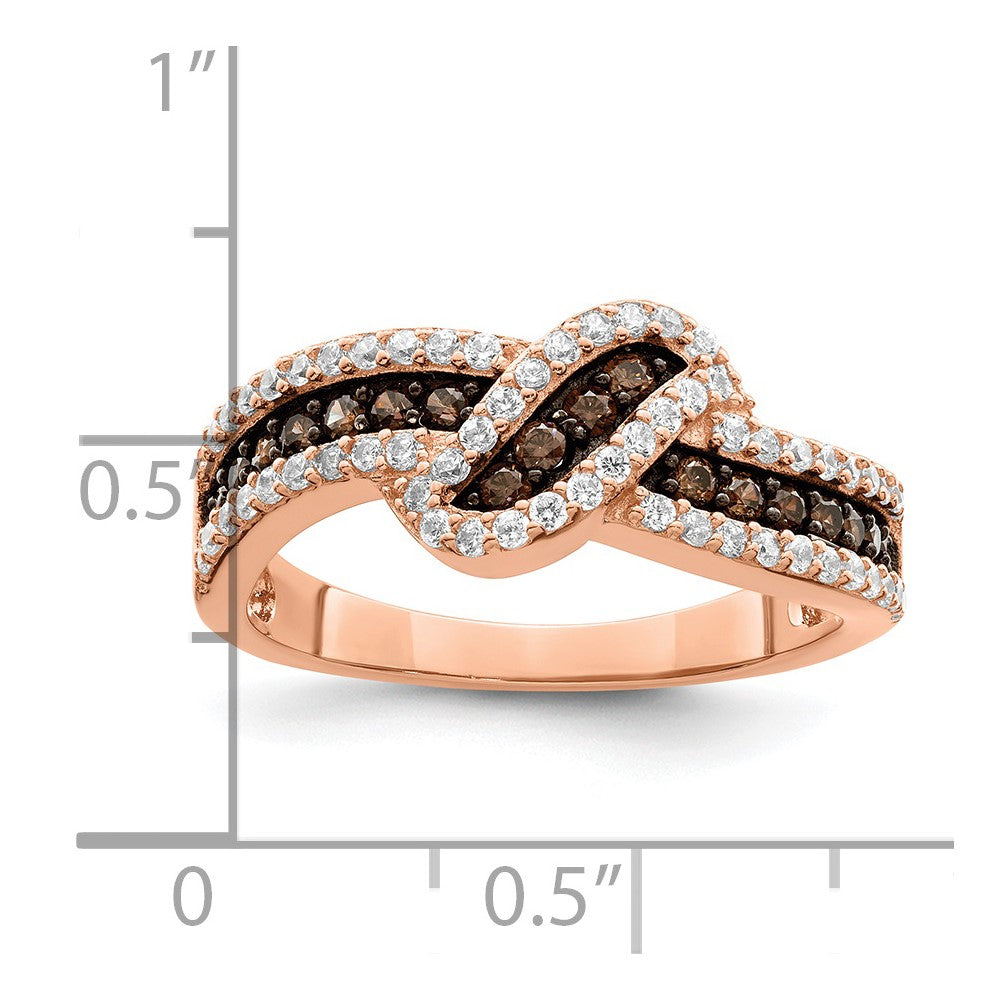 Sterling Silver Rose Tone Black Rhodium Plated Cz Fancy Ring