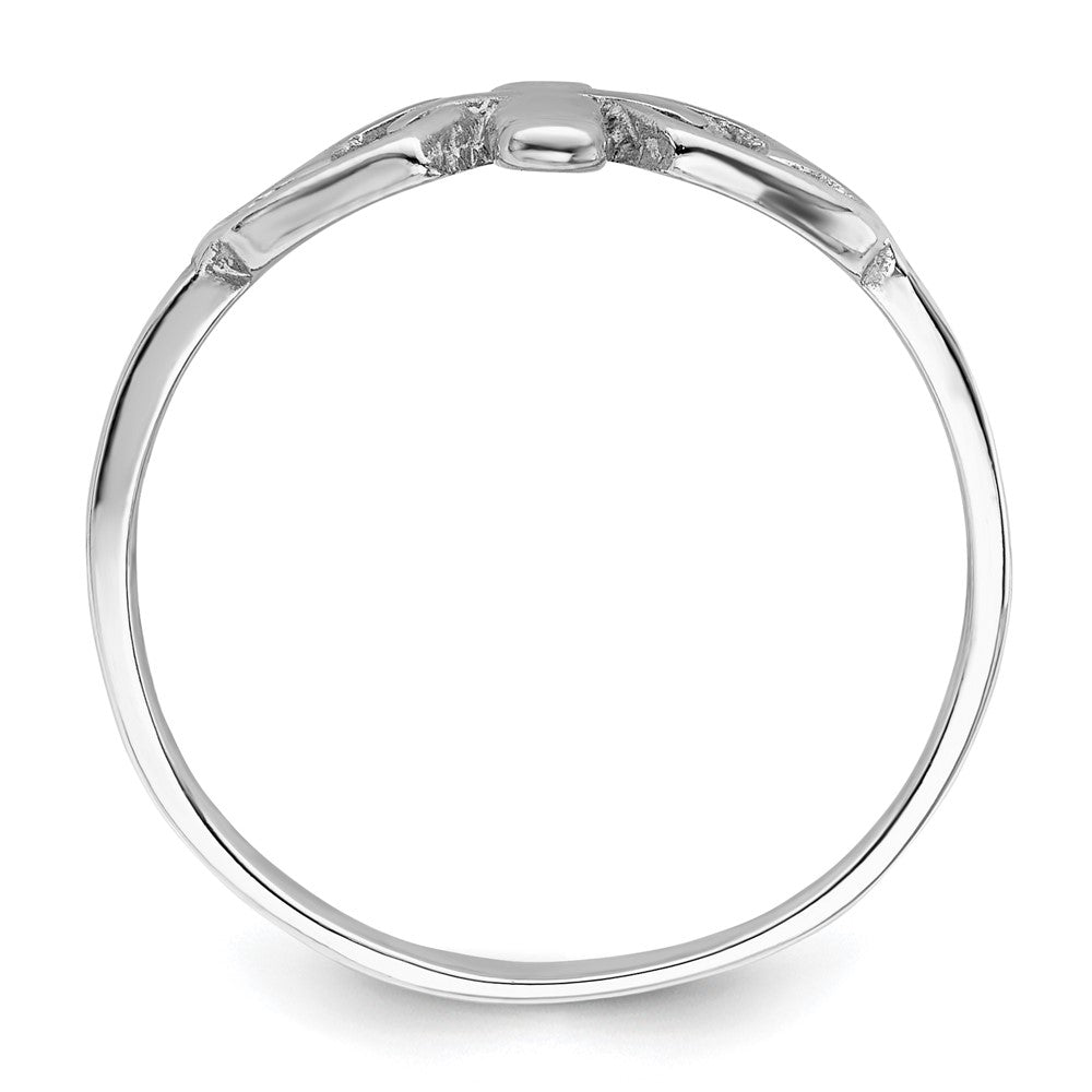 Sterling Silver Rhodium Plated Hearts & Cross Ring