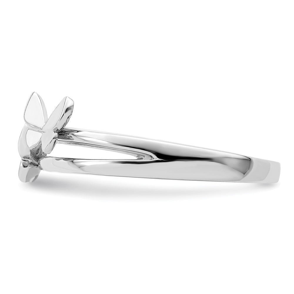 Sterling Silver Rhodium Plated Cz Butterflies Ring