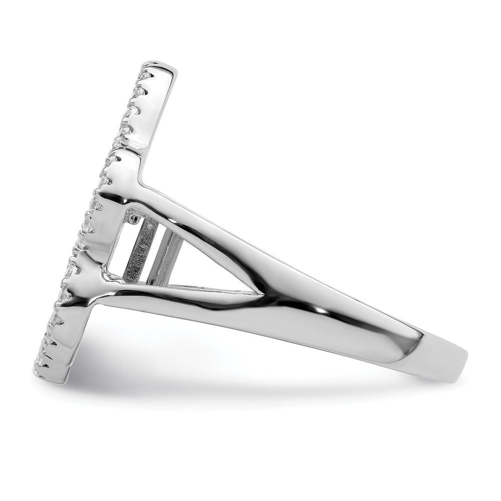 Sterling Silver Rhodium Plated Polished Cz Paw Print Ring