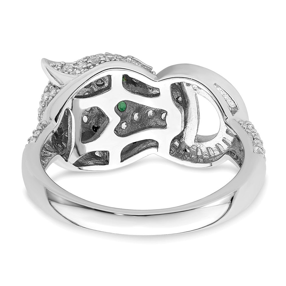 Sterling Silver Rhodium Plated Polished Cz Cheetah Ring