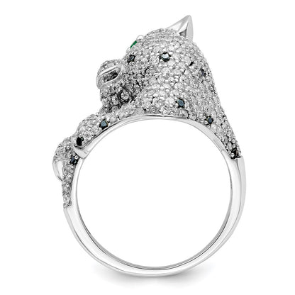 Sterling Silver Rhodium Plated Polished Cz Cheetah Ring