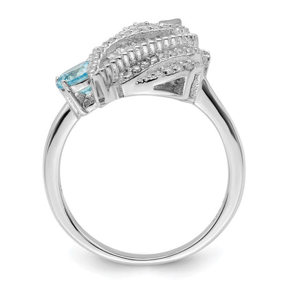 Sterling Silver Rhodium Plated Polished Cz Unicorn Ring