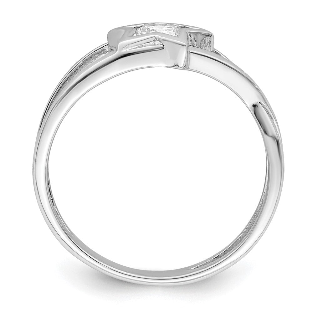Sterling Silver Rhodium Plated Cz Star Ring