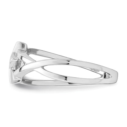 Sterling Silver Rhodium Plated Cz Star Ring