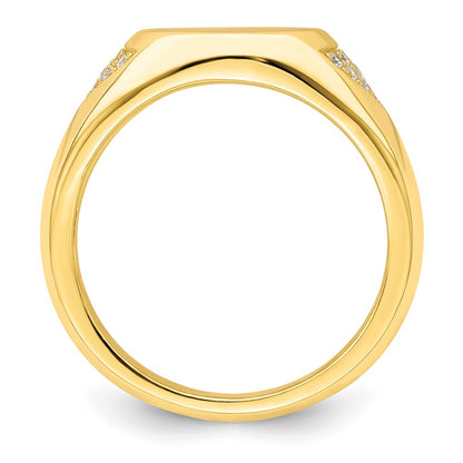 Sterling Silver Cz Gold Tone Signet Ring