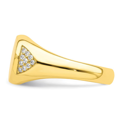 Sterling Silver Cz Gold Tone Signet Ring
