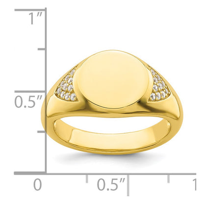 Sterling Silver Cz Gold Tone Signet Ring