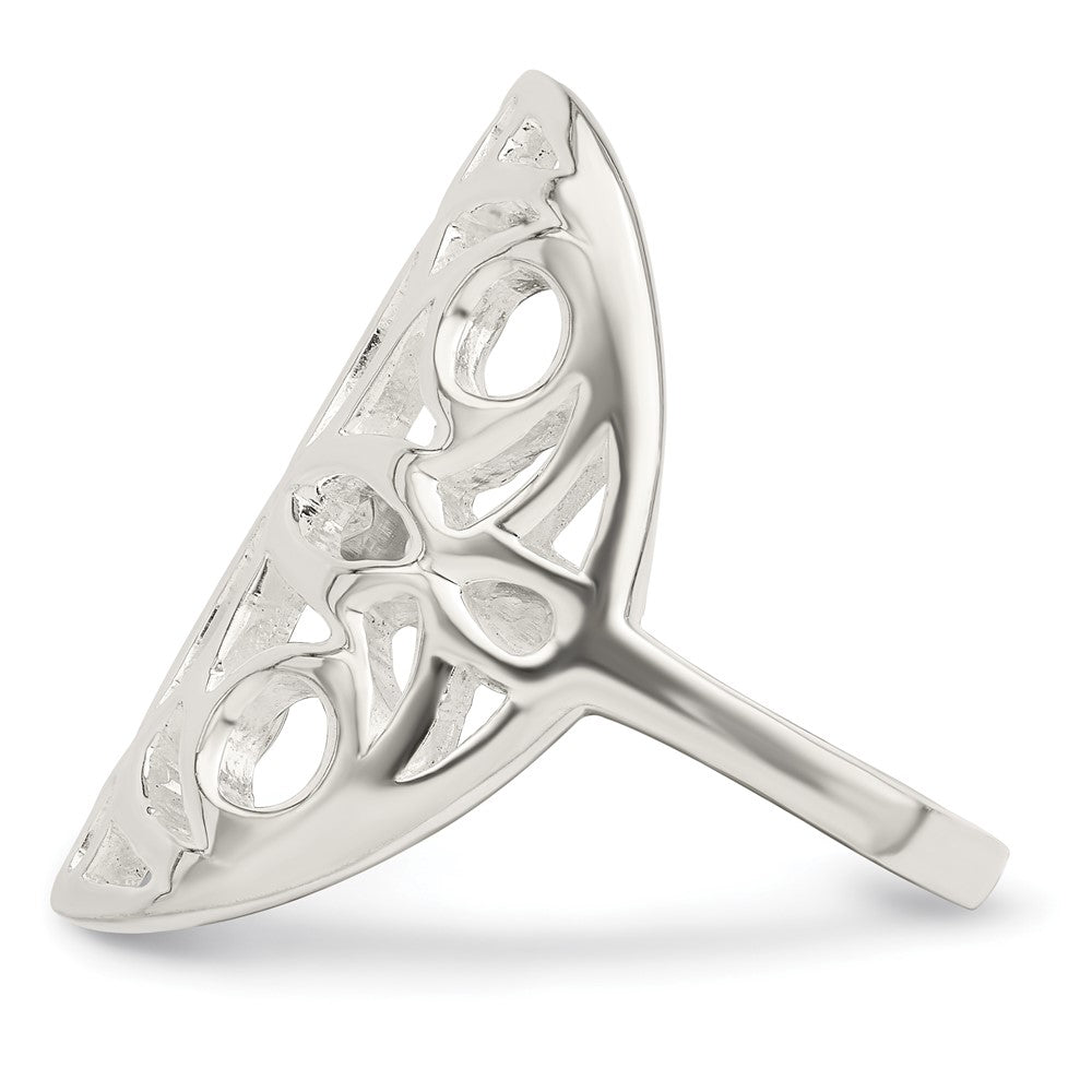 Sterling Silver Polished Floral Design Ring