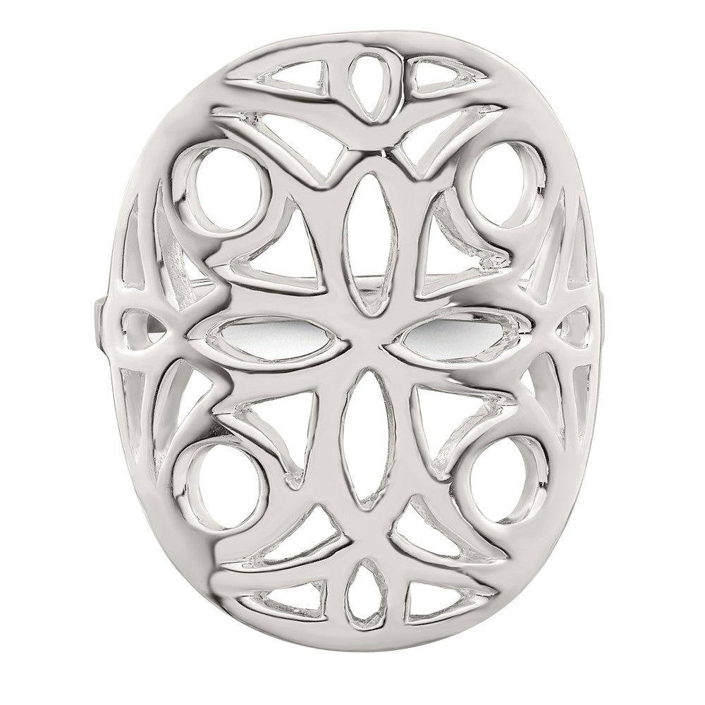 Sterling Silver Polished Floral Design Ring