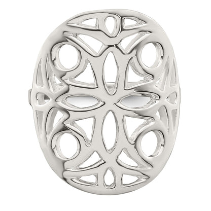 Sterling Silver Polished Floral Design Ring