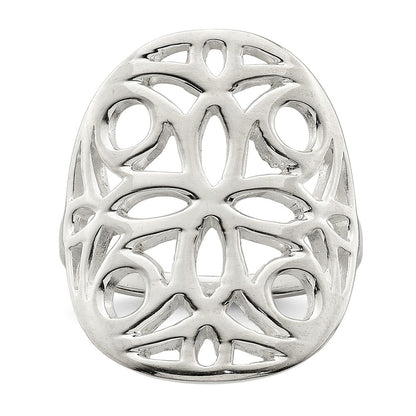 Sterling Silver Polished Floral Design Ring
