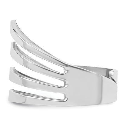 Sterling Silver Rhod. Polished Four V Band Adjustable Ring