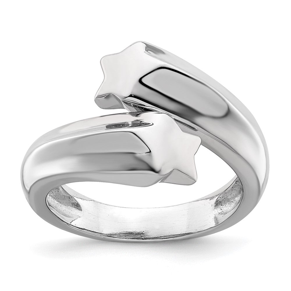 Sterling Silver Rhodium Plated Polished Shooting Stars Ring