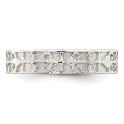 Sterling Silver Polished Design Ladie'S Ring