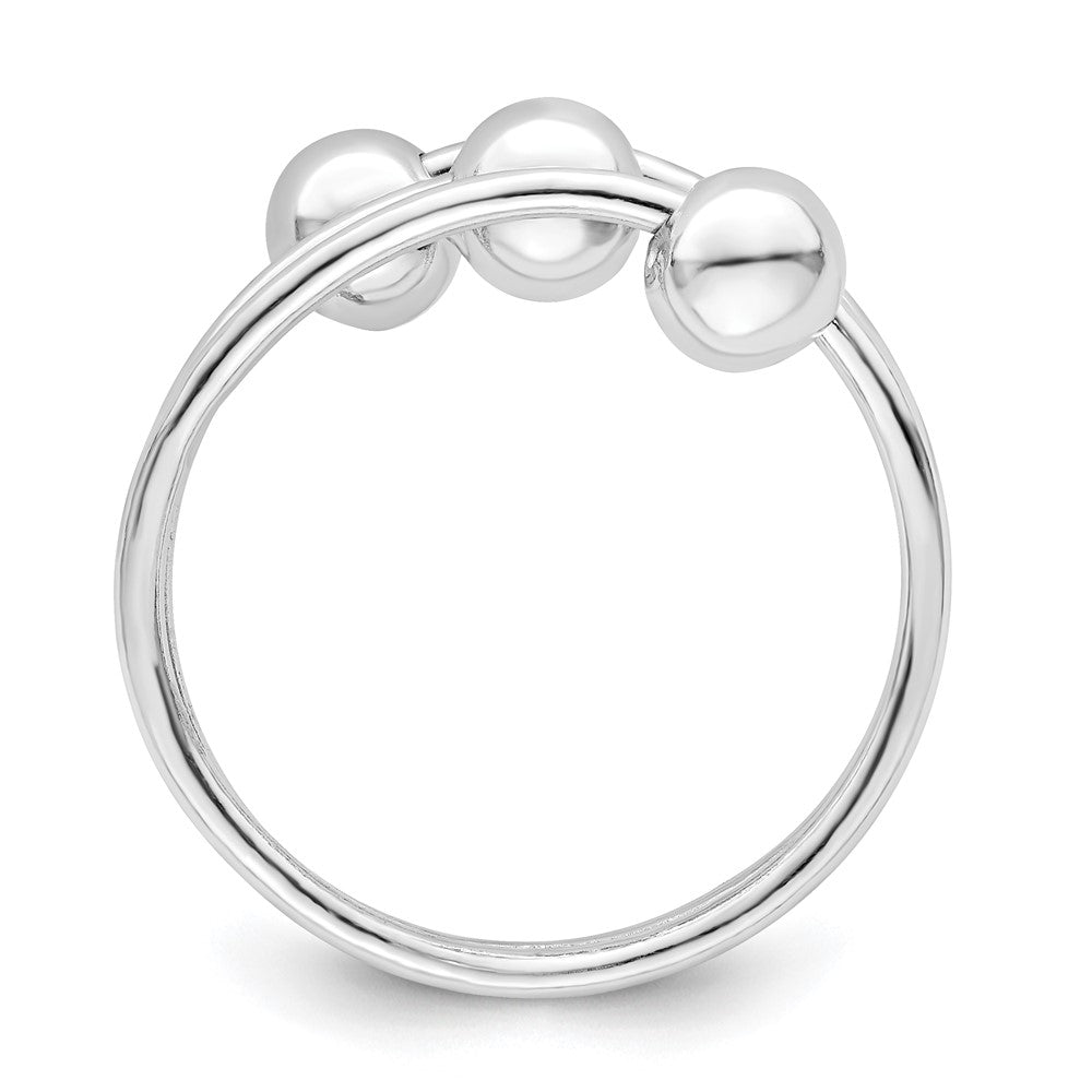 Sterling Silver Rhodium Plated Polished 3 Ball Ring