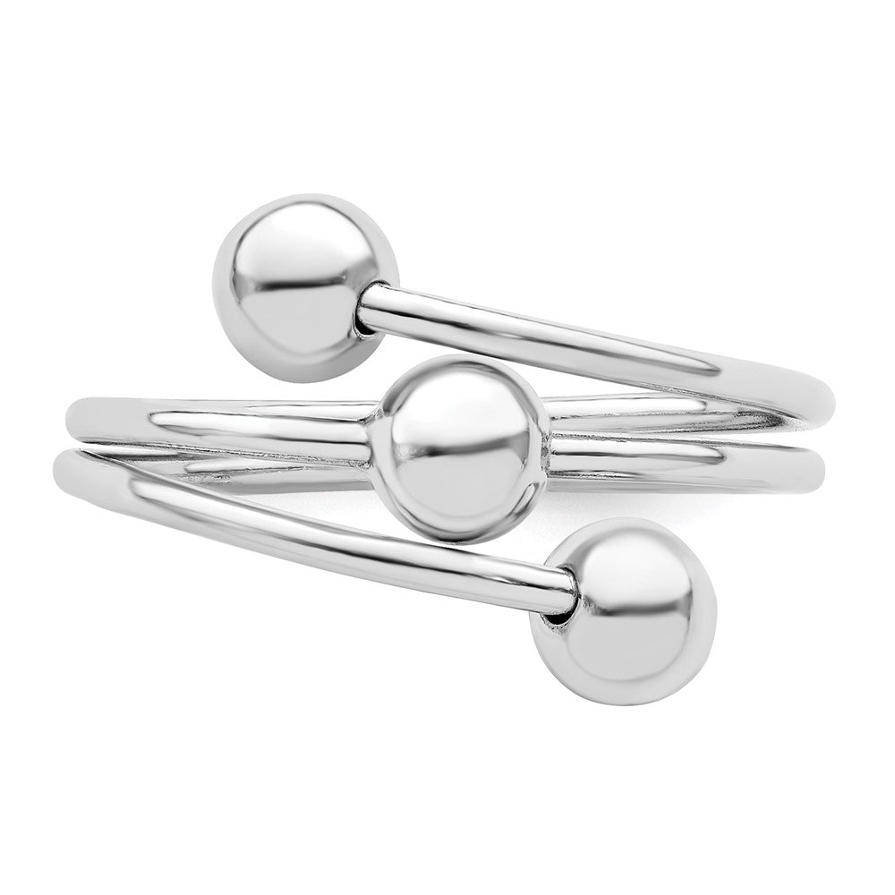 Sterling Silver Rhodium Plated Polished 3 Ball Ring