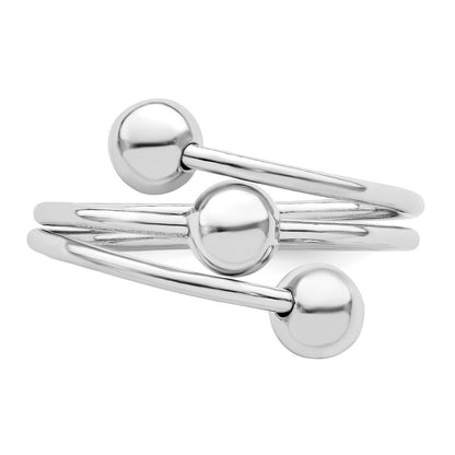 Sterling Silver Rhodium Plated Polished 3 Ball Ring