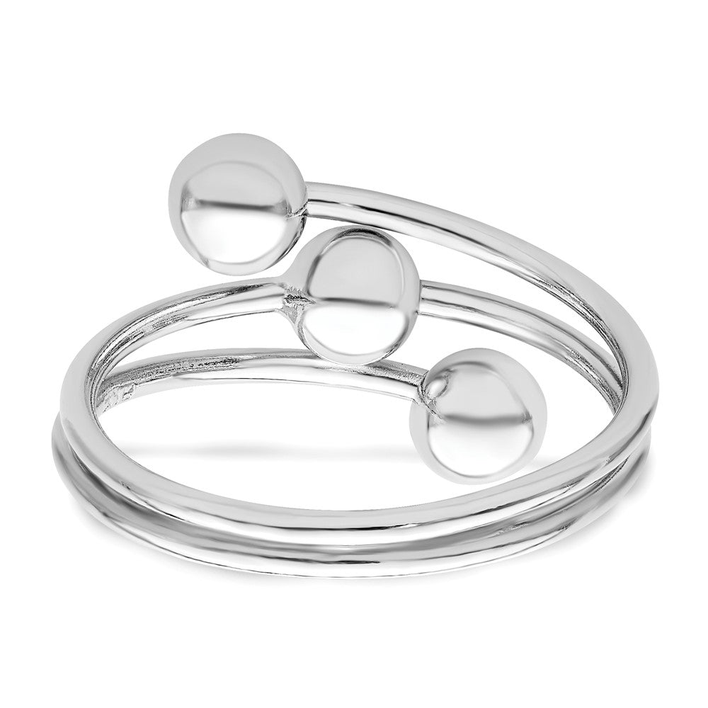 Sterling Silver Rhodium Plated Polished 3 Ball Ring