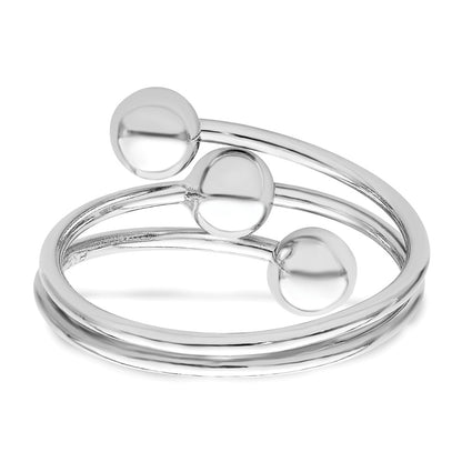 Sterling Silver Rhodium Plated Polished 3 Ball Ring