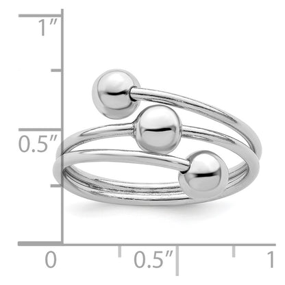 Sterling Silver Rhodium Plated Polished 3 Ball Ring