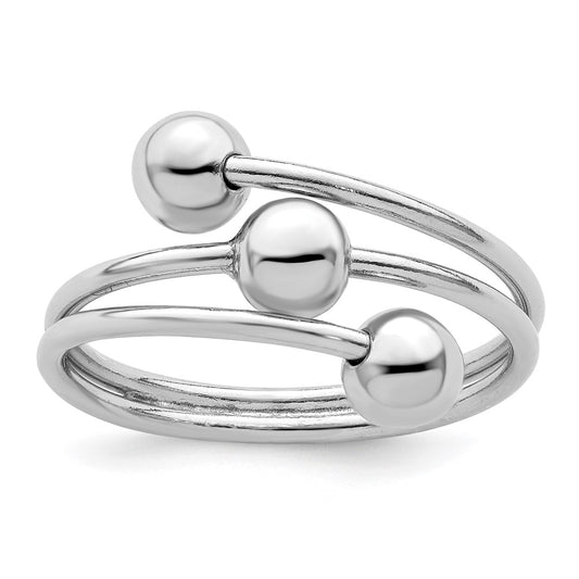 Sterling Silver Rhodium Plated Polished 3 Ball Ring