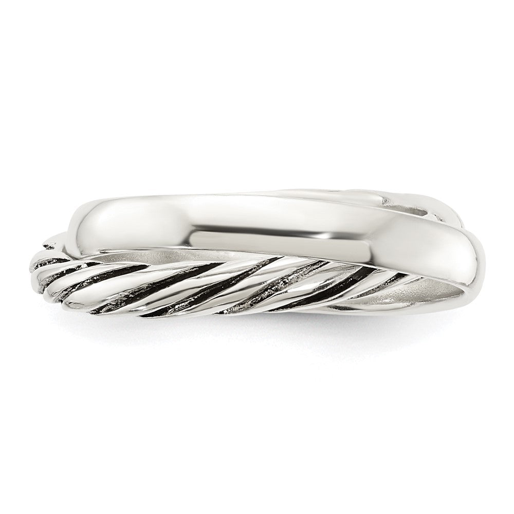 Sterling Silver Polished & Twisted Intertwined Rings