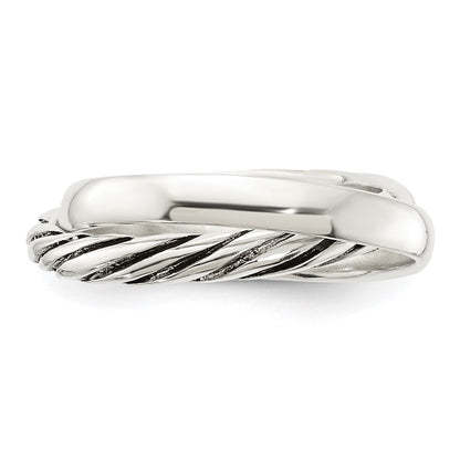 Sterling Silver Polished & Twisted Intertwined Rings