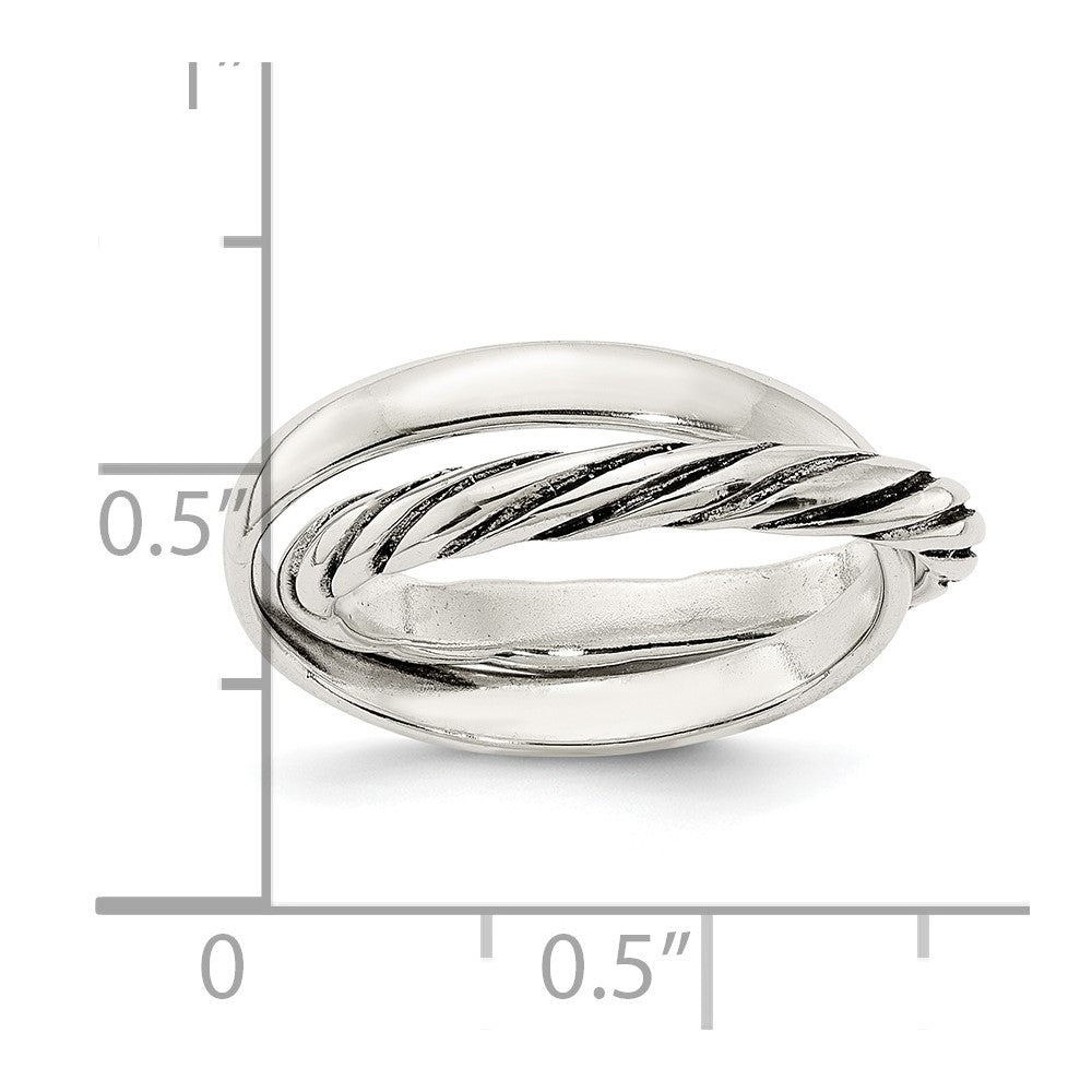 Sterling Silver Polished & Twisted Intertwined Rings
