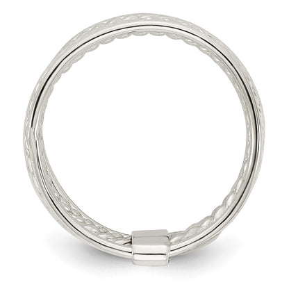 Sterling Silver Polished & Twisted Multiple Attached Rings