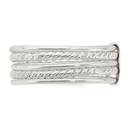 Sterling Silver Polished & Twisted Multiple Attached Rings